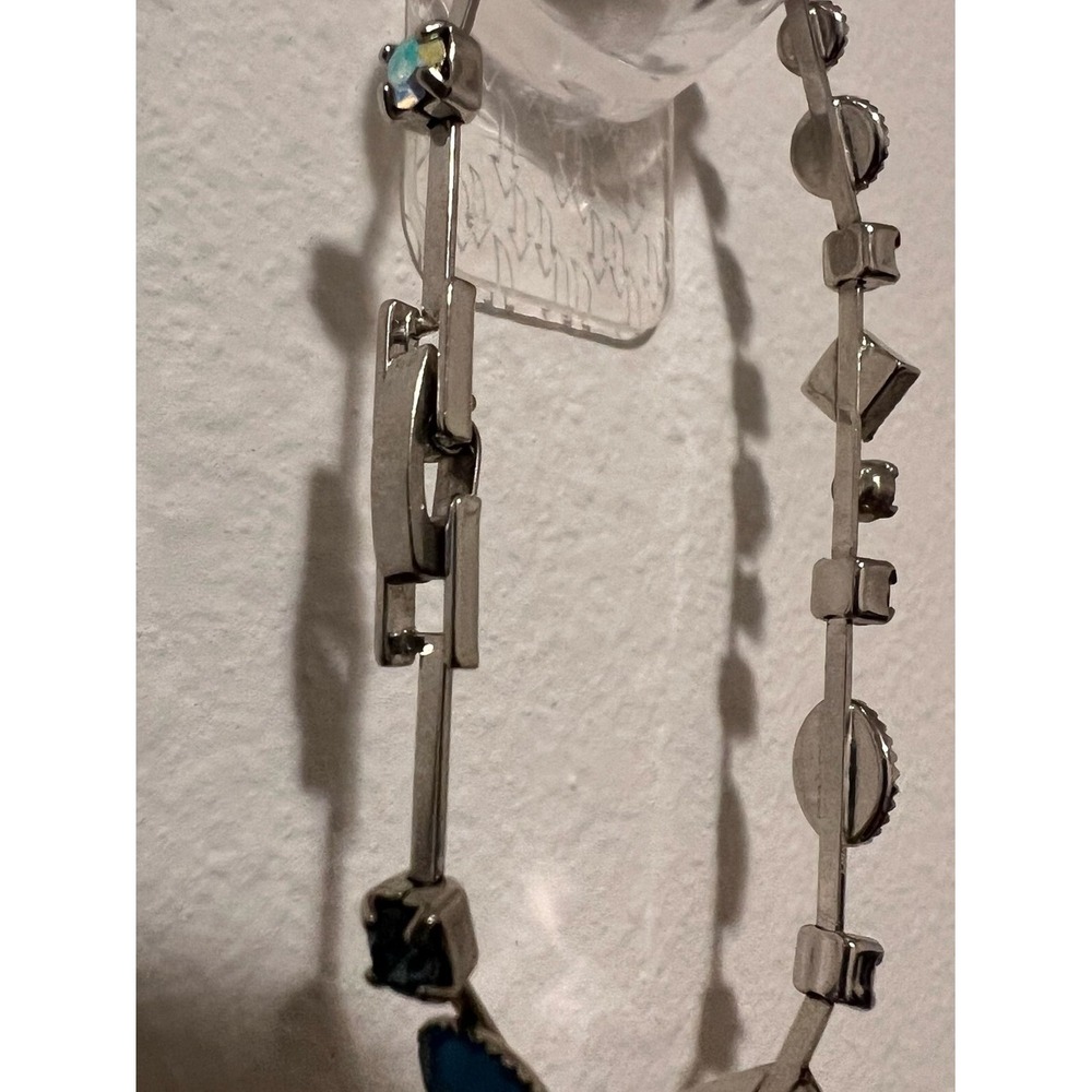 Lia Sophia Cache Silver Necklace and matching brac with Blue and Yellow Accents - Picture 8 of 8